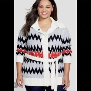 Two by Vince Camuto Jacquard Cozy Cardigan with belt